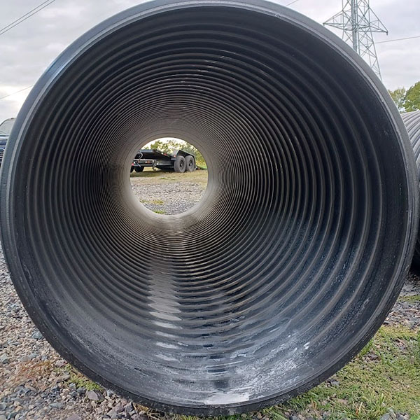 The inside of a HDPE culvert pipe.